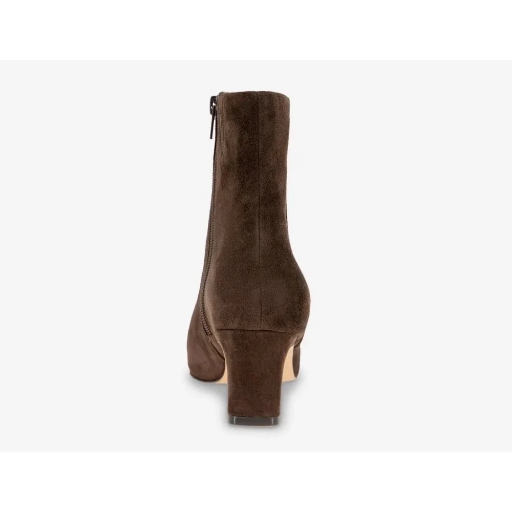 Andre Assous Brown Suede‎ Kitten Heel Ankle Bootie Womens 10 Almond Toe New